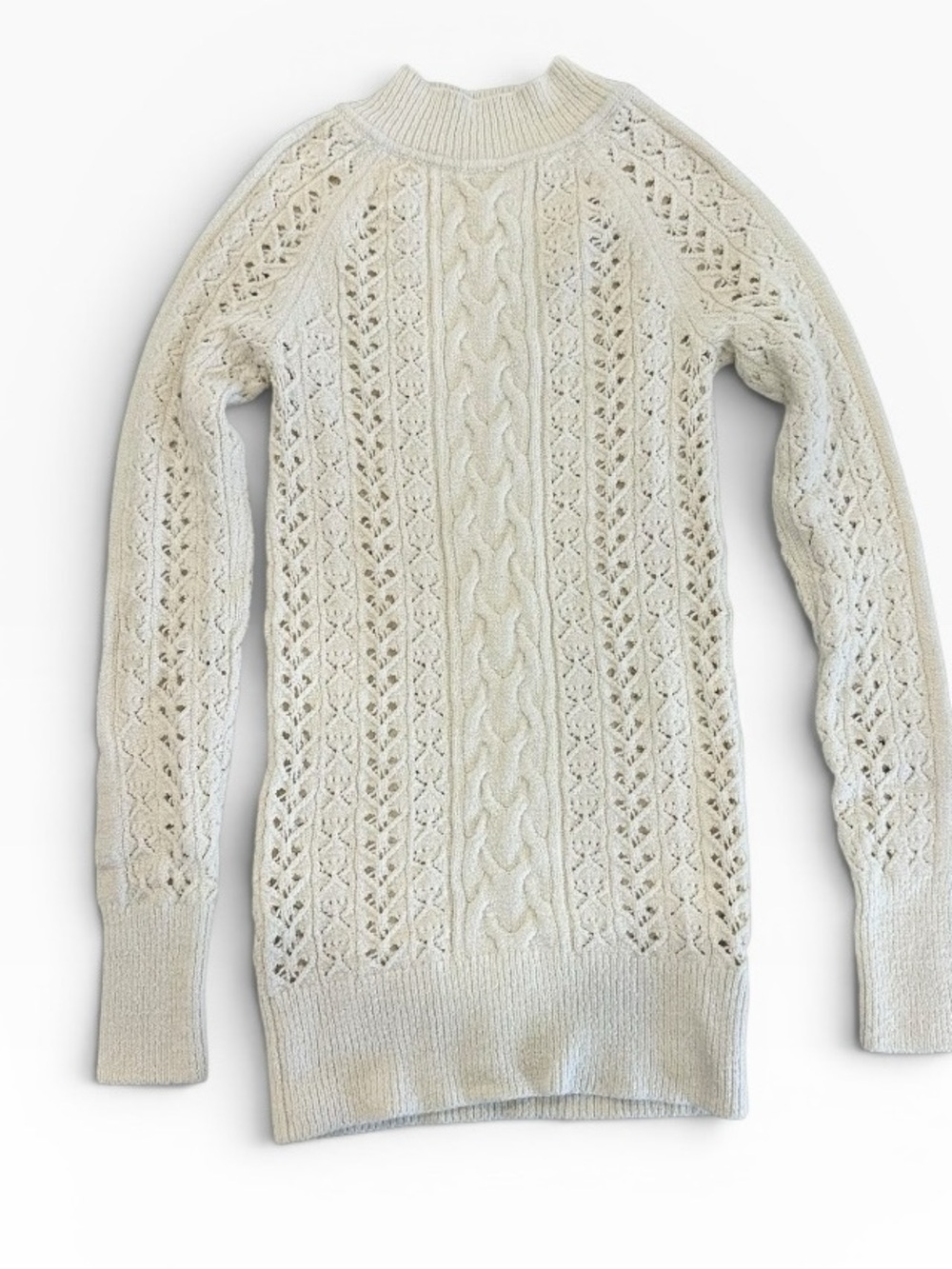 Free People Cable Knit Sweater cream Form fitting Women's Size XS
